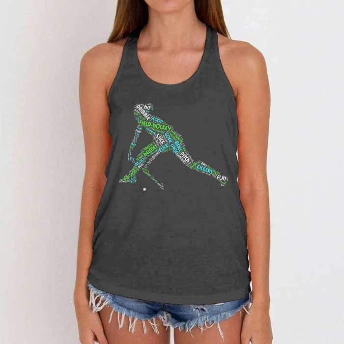 The Love Of Field Hockey Vintage Hockey Player Women's Knotted Racerback Tank