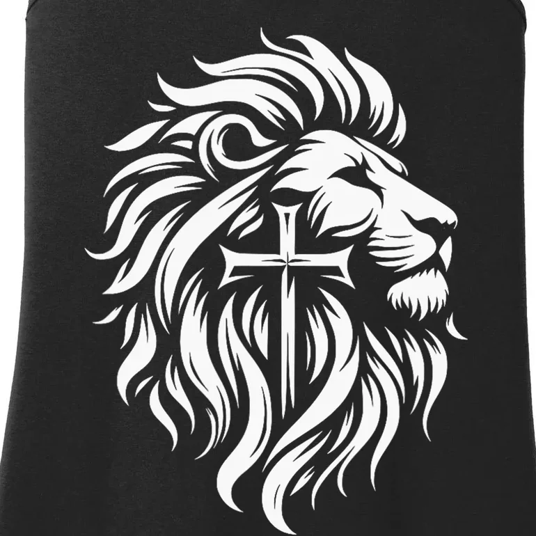 The Lion Of Judah Cross Jesus Inspirational Christian Ladies Essential Tank