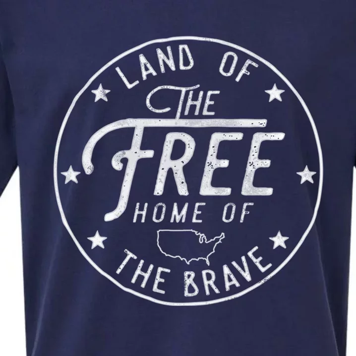 Trendy Land Of The Free Home Of The Brave Patriotic Gift Sueded Cloud Jersey T-Shirt