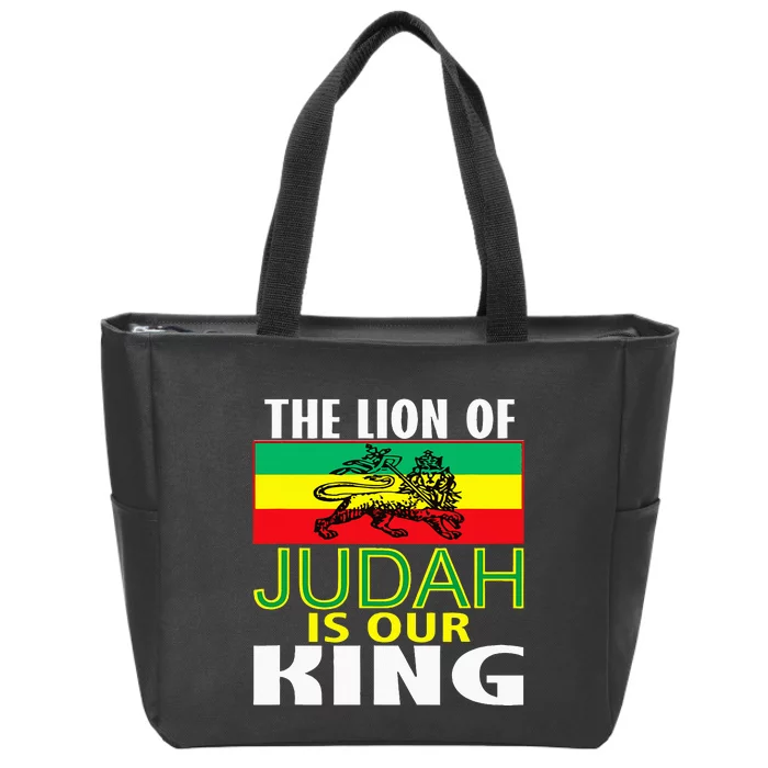 The Lion Of Judah Is Our King Jamaican Jamaican Flag Zip Tote Bag