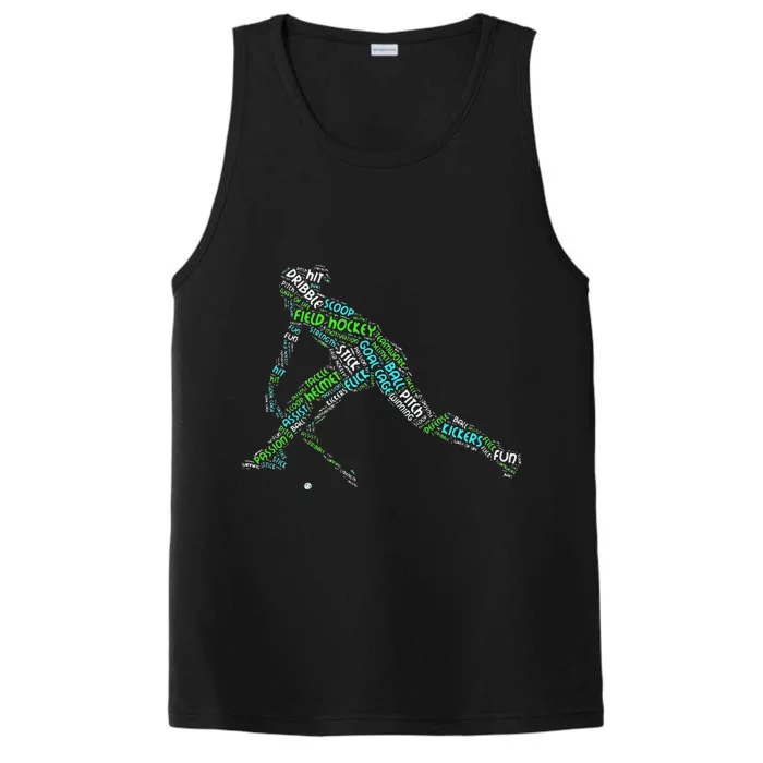 The Love Of Field Hockey Vintage Hockey Player Performance Tank