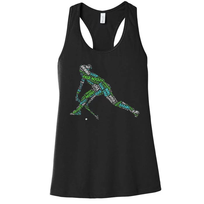 The Love Of Field Hockey Player Retro Women's Racerback Tank