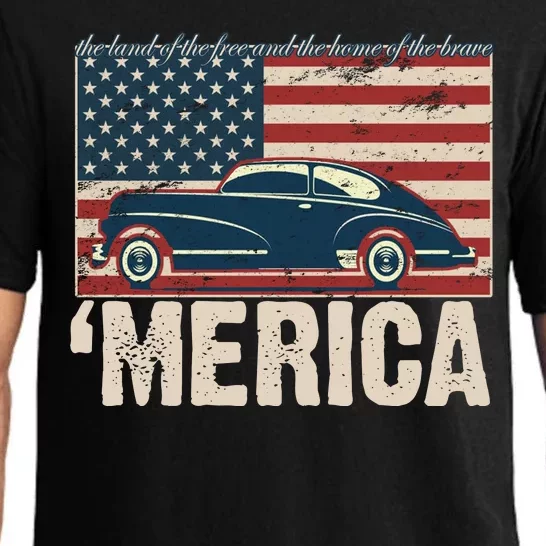 The Land Of The Free Home Of The Brave Classic American Car Pajama Set