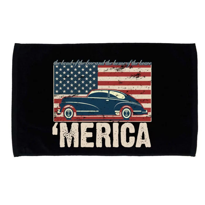 The Land Of The Free Home Of The Brave Classic American Car Microfiber Hand Towel