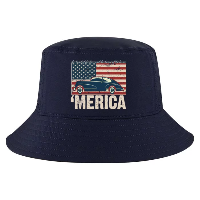 The Land Of The Free Home Of The Brave Classic American Car Cool Comfort Performance Bucket Hat