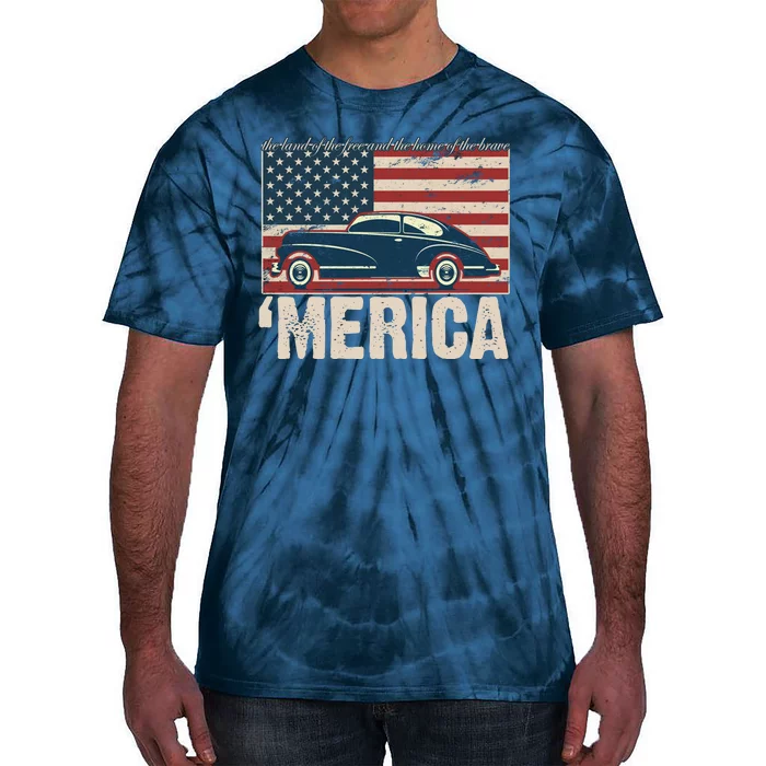 The Land Of The Free Home Of The Brave Classic American Car Tie-Dye T-Shirt