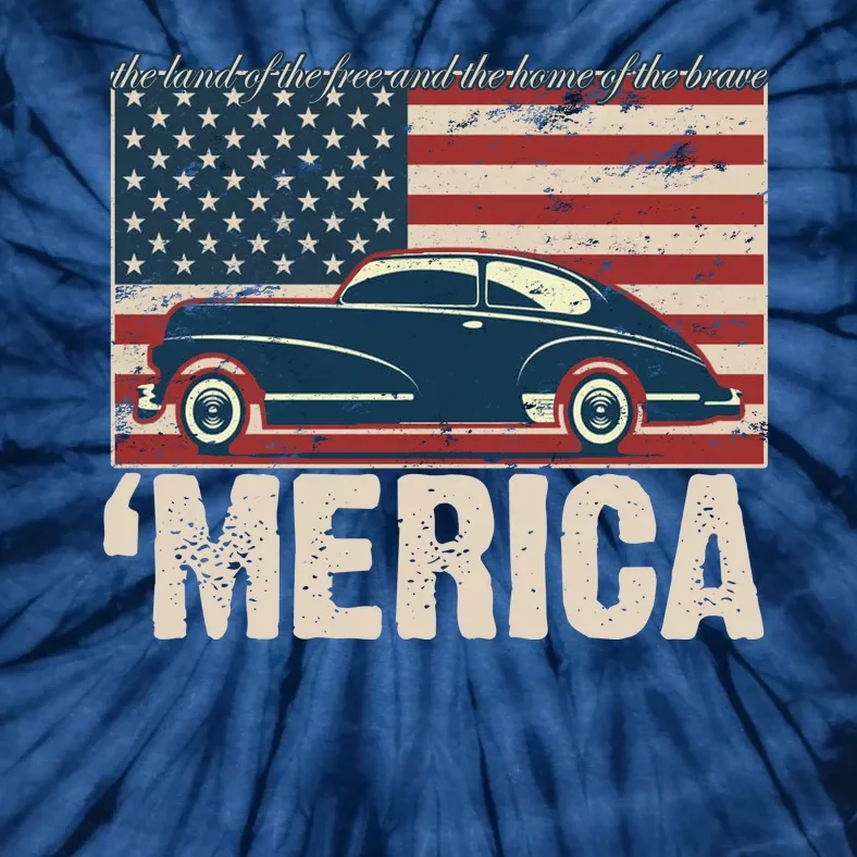 The Land Of The Free Home Of The Brave Classic American Car Tie-Dye T-Shirt