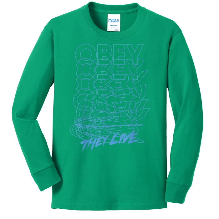 They Live Obey Outline Stack Kids Long Sleeve Shirt