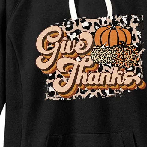 Thanksgiving Leopard Print Pumpkin Season Celebration Women's Fleece Hoodie