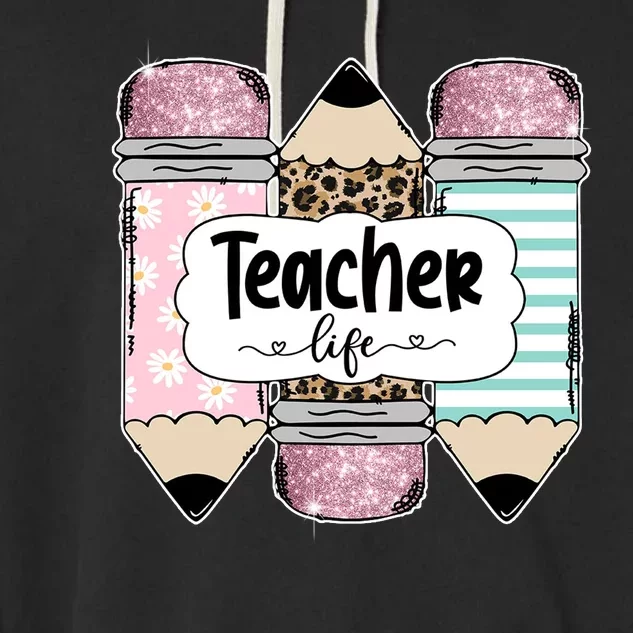 Teacher Life Pencil Back To School Garment-Dyed Fleece Hoodie