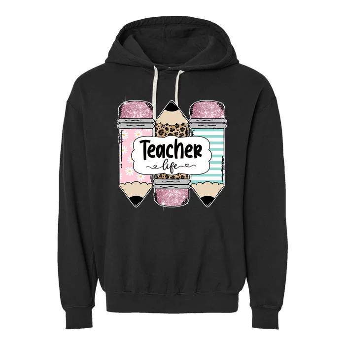 Teacher Life Pencil Back To School Garment-Dyed Fleece Hoodie