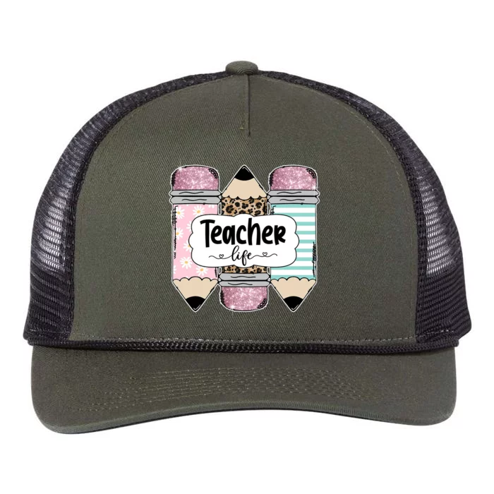 Teacher Life Pencil Back To School Retro Rope Trucker Hat Cap