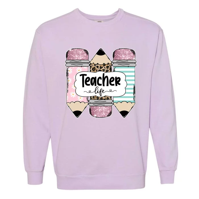 Teacher Life Pencil Back To School Garment-Dyed Sweatshirt