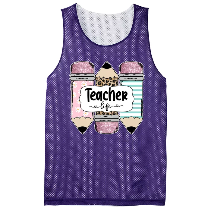 Teacher Life Pencil Back To School Mesh Reversible Basketball Jersey Tank