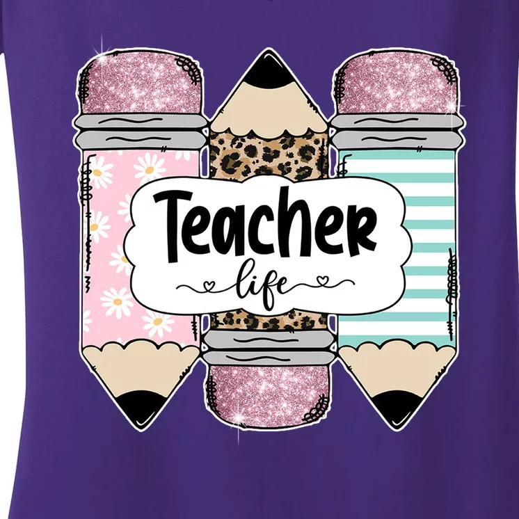 Teacher Life Pencil Back To School Women's V-Neck T-Shirt