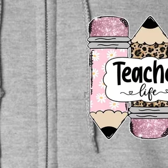 Teacher Life Pencil Back To School Full Zip Hoodie