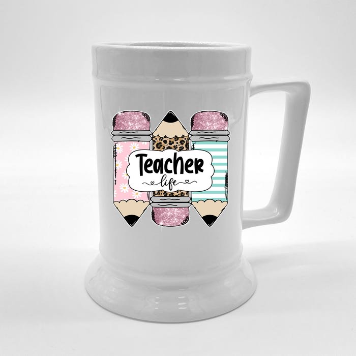 Teacher Life Pencil Back To School Front & Back Beer Stein