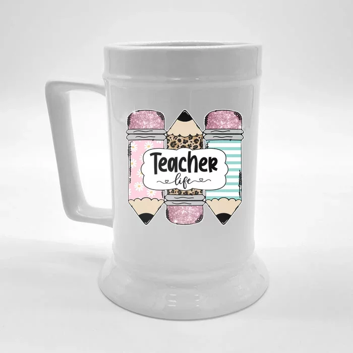 Teacher Life Pencil Back To School Front & Back Beer Stein