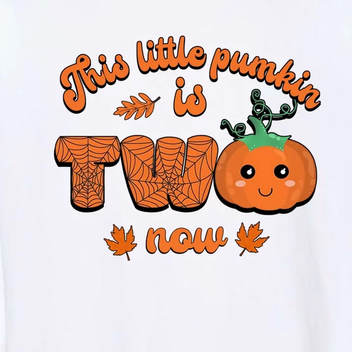 This Little Pumpkin Is Two Now Fall Birthday Funny Gift Garment-Dyed Sweatshirt