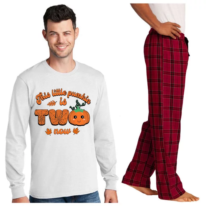 This Little Pumpkin Is Two Now Fall Birthday Funny Gift Long Sleeve Pajama Set