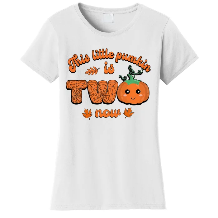 This Little Pumpkin Is Two Now Fall Birthday Funny Gift Women's T-Shirt