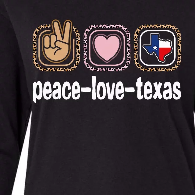 Texas Leopard Print Texas Peace Love Texas Womens Cotton Relaxed Long Sleeve T-Shirt