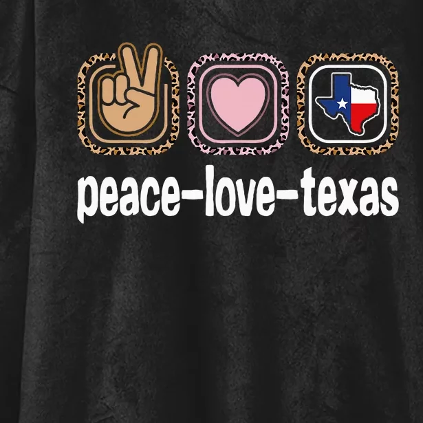 Texas Leopard Print Texas Peace Love Texas Hooded Wearable Blanket