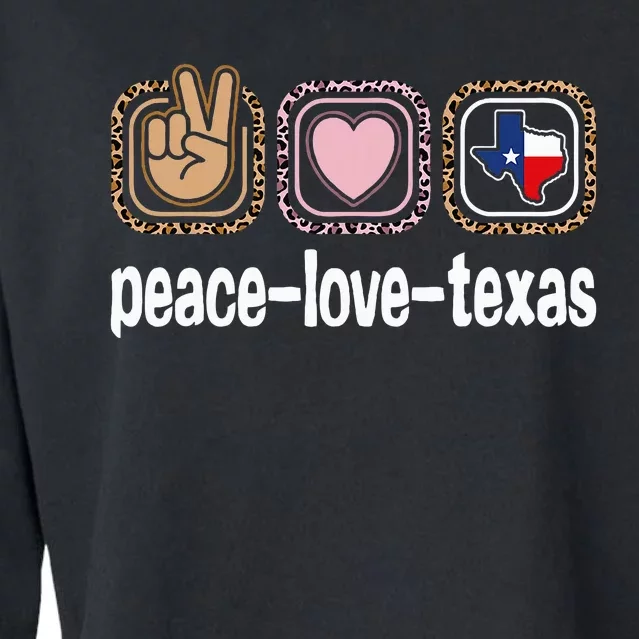 Texas Leopard Print Texas Peace Love Texas Cropped Pullover Crew