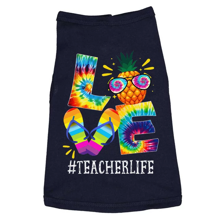 Teacher Love Pineapple Summer Funny Off Duty Tie Dye Doggie Tank