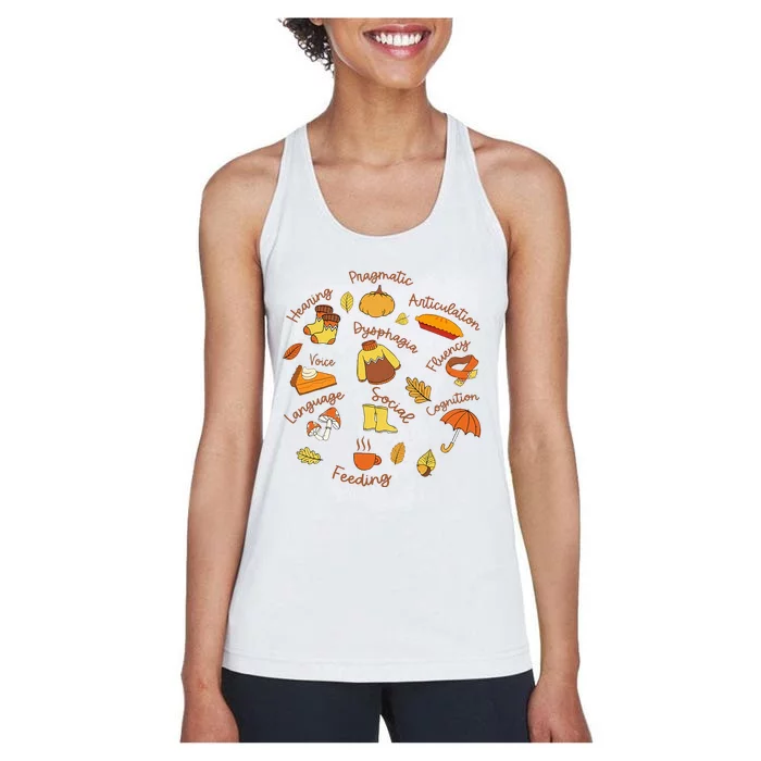 Thanksgiving Language Pathology AAC Resources Women's Racerback Tank