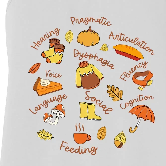 Thanksgiving Language Pathology AAC Resources Women's Racerback Tank