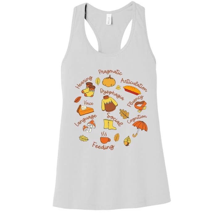 Thanksgiving Language Pathology AAC Resources Women's Racerback Tank