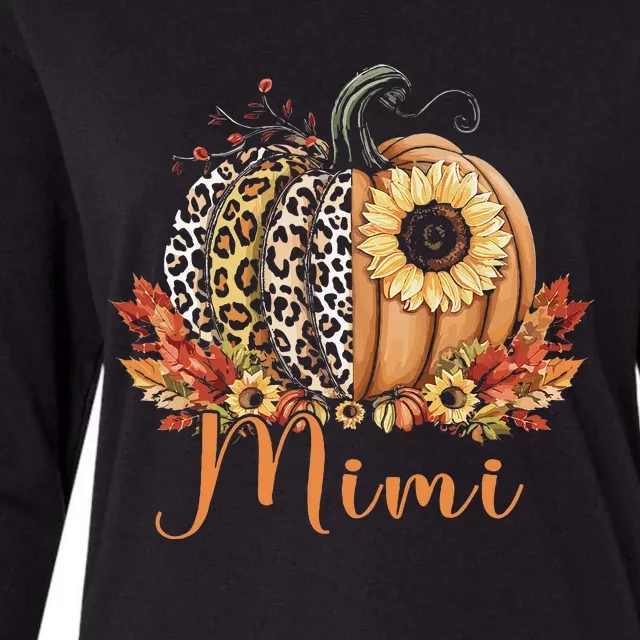 Thanksgiving Leopard Pumpkin And Sunflower Mimi Womens Cotton Relaxed Long Sleeve T-Shirt