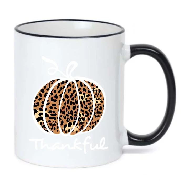 Thankful Leopard Pumpkin Graphic Thanksgiving Leopard Cool Gift Black Color Changing Mug