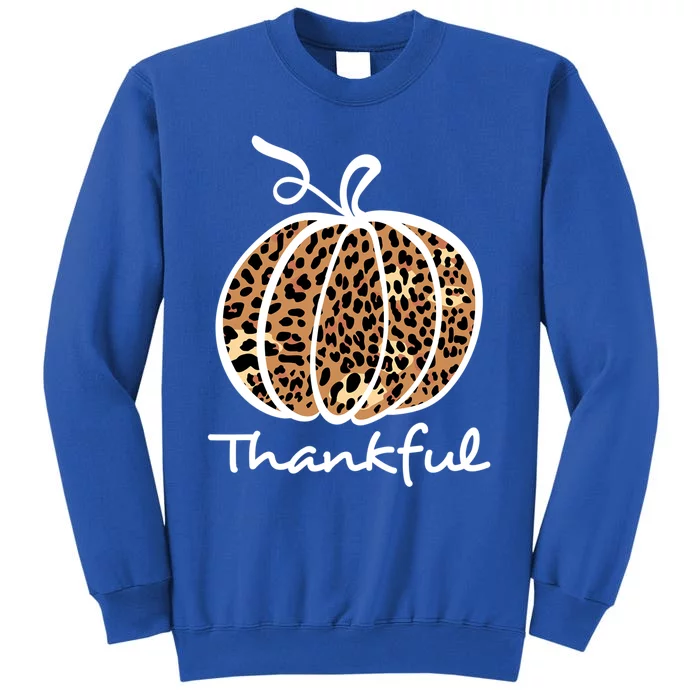 Thankful Leopard Pumpkin Graphic Thanksgiving Leopard Cool Gift Sweatshirt