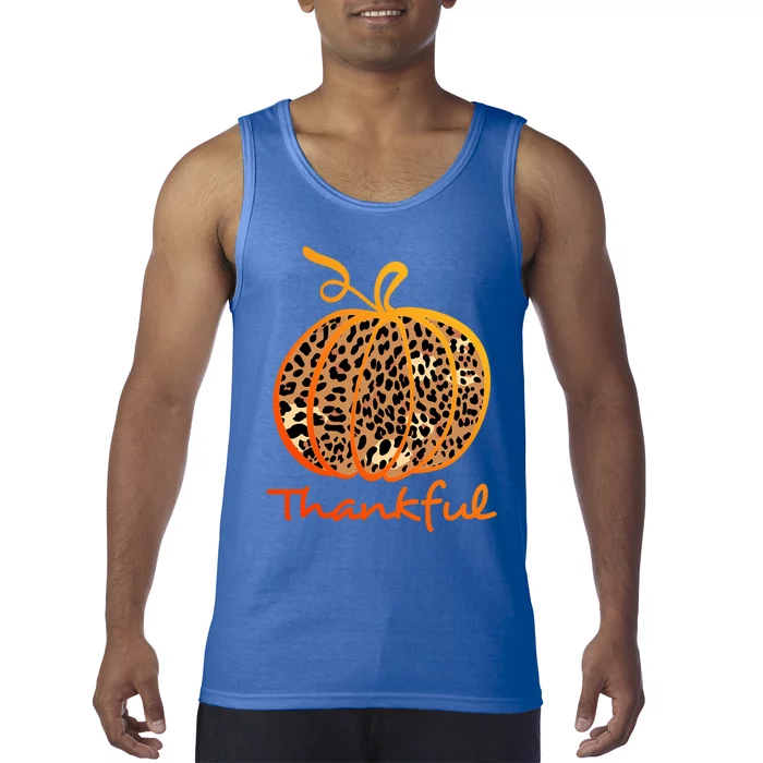 Thankful Leopard Pumpkin Graphic Thanksgiving Leopard Gift Tank Top