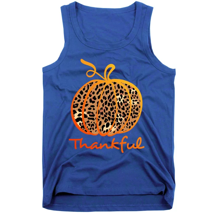 Thankful Leopard Pumpkin Graphic Thanksgiving Leopard Gift Tank Top