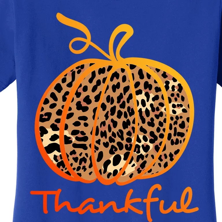 Thankful Leopard Pumpkin Graphic Thanksgiving Leopard Gift Women's T-Shirt