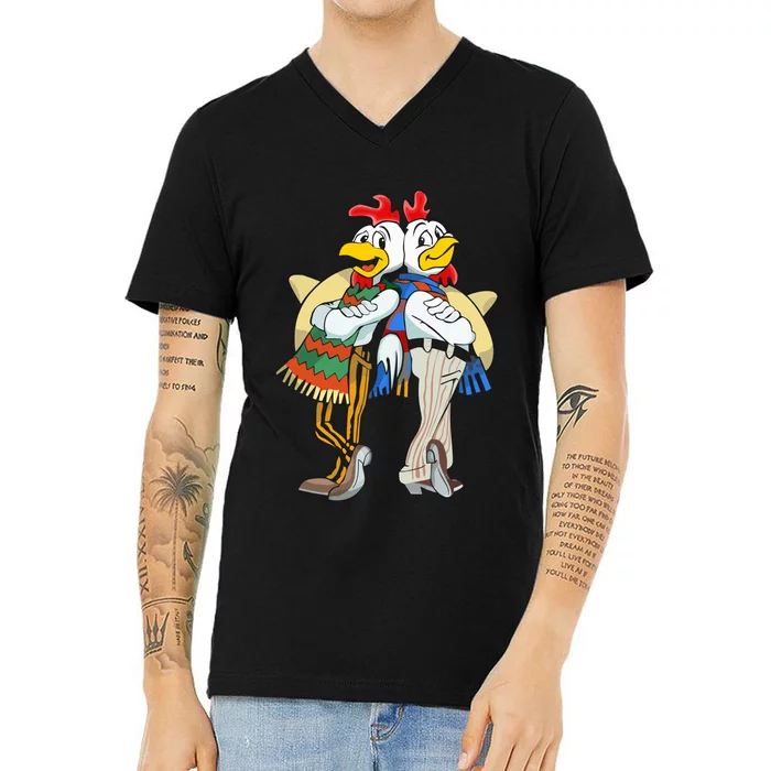 The Los Pollos Cool Vector Design New V-Neck T-Shirt