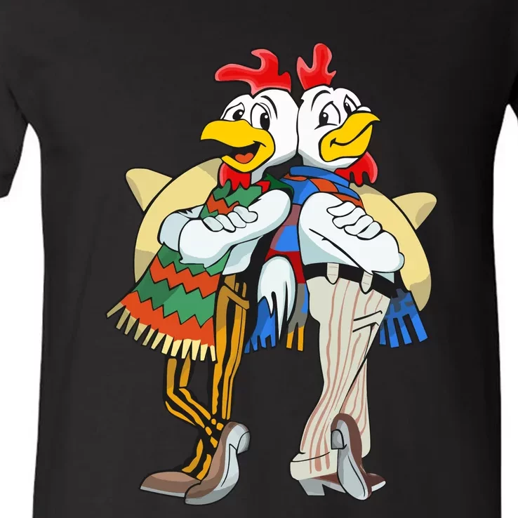 The Los Pollos Cool Vector Design New V-Neck T-Shirt