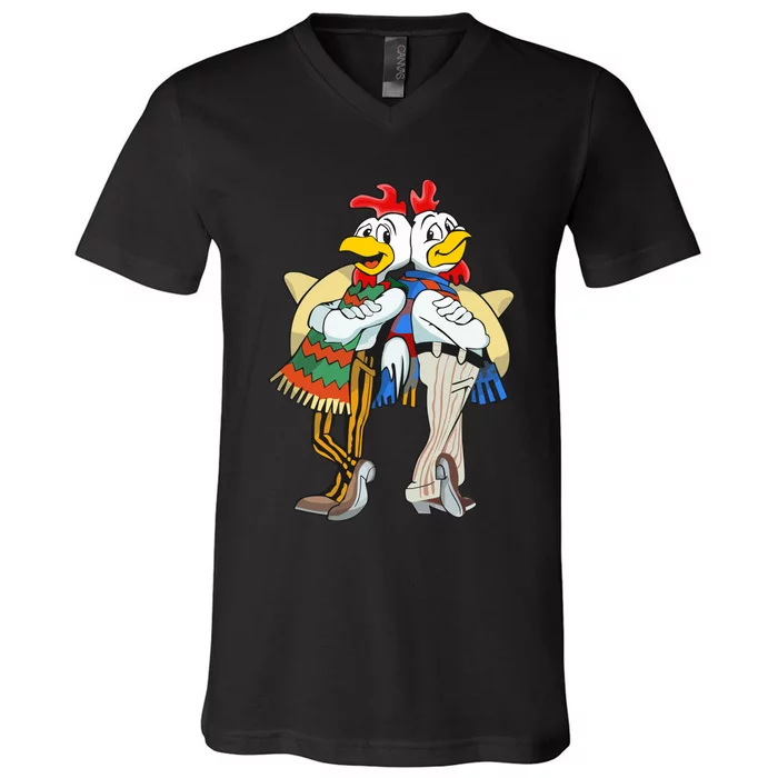 The Los Pollos Cool Vector Design New V-Neck T-Shirt