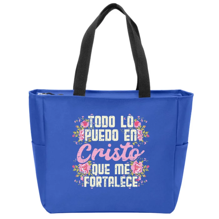 Todo Lo Puedo En Cristo God Jesus Spanish Christian Gift Zip Tote Bag