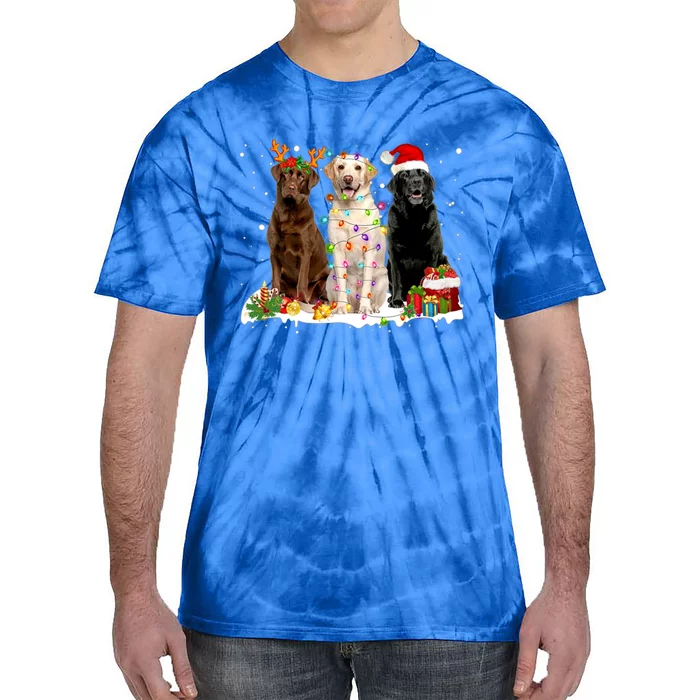 Three Labrador Retriever Xmas Labrador Retriever Lover Gift Tie-Dye T-Shirt