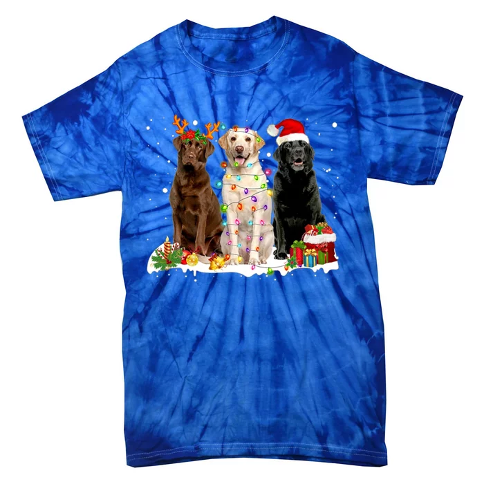 Three Labrador Retriever Xmas Labrador Retriever Lover Gift Tie-Dye T-Shirt