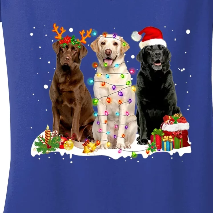 Three Labrador Retriever Xmas Labrador Retriever Lover Gift Women's V-Neck T-Shirt