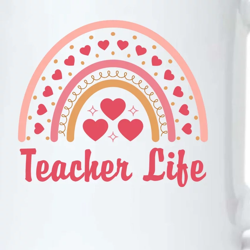 Teacher Life Rainbow Valentines Day Gift Black Color Changing Mug