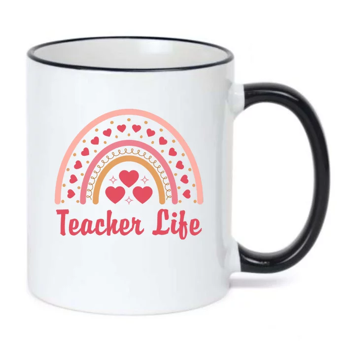 Teacher Life Rainbow Valentines Day Gift Black Color Changing Mug