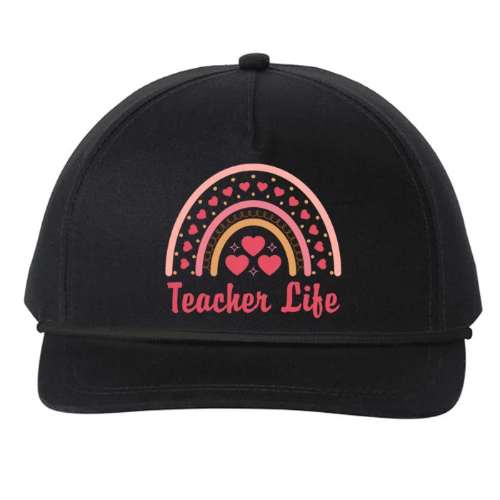 Teacher Life Rainbow Valentines Day Gift Snapback Five-Panel Rope Hat