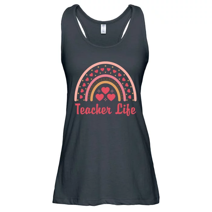 Teacher Life Rainbow Valentines Day Gift Ladies Essential Flowy Tank