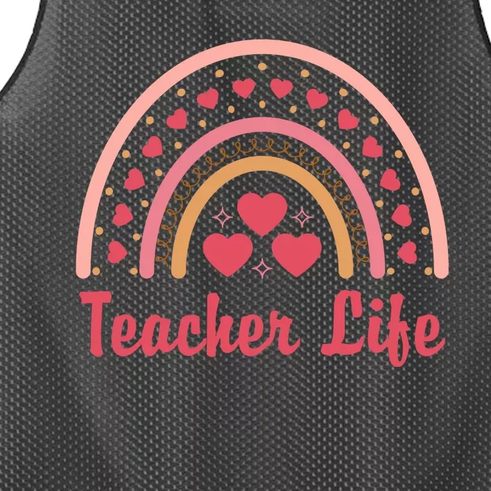 Teacher Life Rainbow Valentines Day Gift Mesh Reversible Basketball Jersey Tank